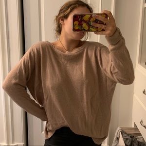 Long and cozy taupe pink sweater